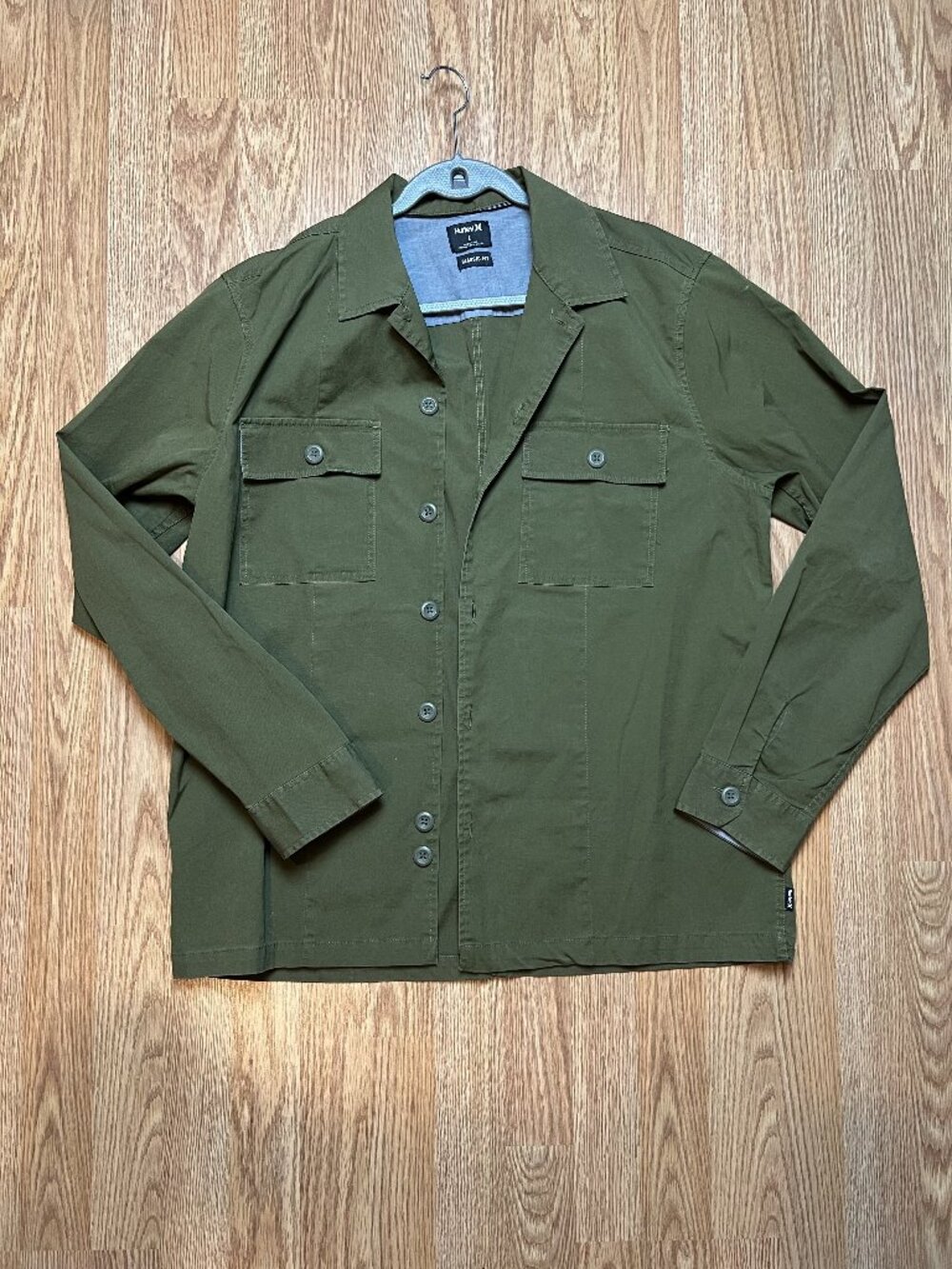 Hurley Olive Green Utility Overshirt Jacket Mens Size Large